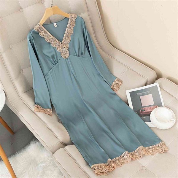 spring satin long nightdress women sleepwear lace nightwear silky sleep dress home dressing gown soft intimate lingerie, Black;red
spring satin long nightdress women sleepwear lace nightwear silky sleep dress home dressing gown soft intimate lingerie, Black;red