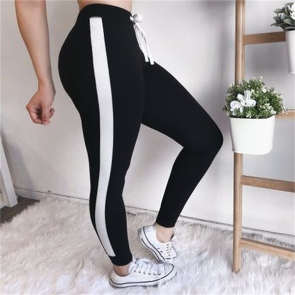 women's leggings est high waist pants trouser women drawstring ny grey ribbed knit striped sideseam sweatpants fitness legging quality, Black
women's leggings est high waist pants trouser women drawstring ny grey ribbed knit striped sideseam sweatpants fitness legging quality, Black