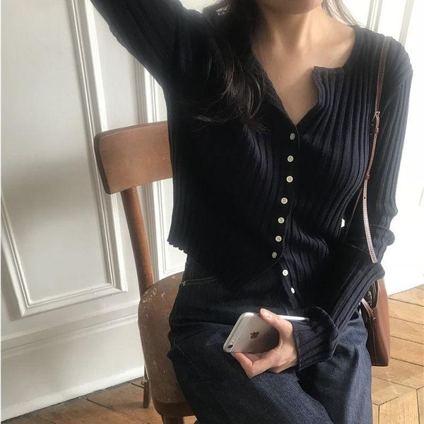 women's knits & tees fashion girl summer knitted jacket slim short cardigan full sleeve v-neck blouse, White
women's knits & tees fashion girl summer knitted jacket slim short cardigan full sleeve v-neck blouse, White