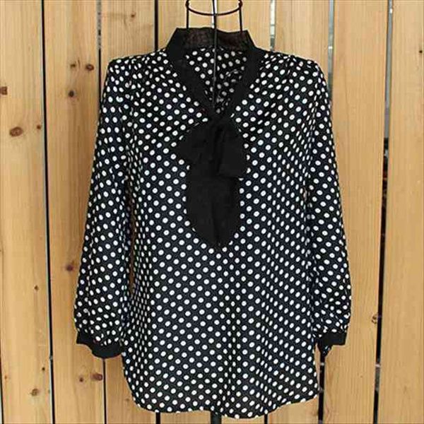 trend summer polka dot women blouses bowknot chiffon loose long sleeve plus size casual formal ladies, White
trend summer polka dot women blouses bowknot chiffon loose long sleeve plus size casual formal ladies, White