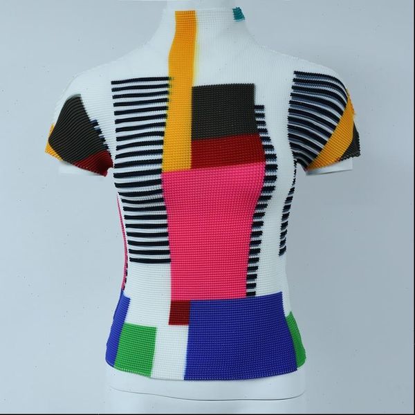 color block women t shirts patchwork short sleeve pleated shirt for summer turtleneck slim trend elastic yj772, White
color block women t shirts patchwork short sleeve pleated shirt for summer turtleneck slim trend elastic yj772, White