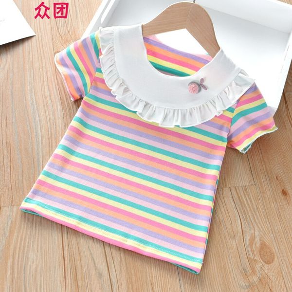 changyin new girls' summer cute girl ear edge stripe short sleeve children's casual t-shirt pink 90cm, Blue
changyin new girls' summer cute girl ear edge stripe short sleeve children's casual t-shirt pink 90cm, Blue