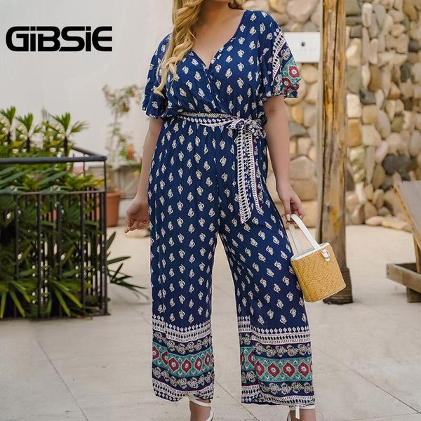 women's jumpsuits & rompers gibsie plus size holiday boho print tunic high waist jumpsuit women v-neck short sleeve casual summer belt, Black;white
women's jumpsuits & rompers gibsie plus size holiday boho print tunic high waist jumpsuit women v-neck short sleeve casual summer belt, Black;white