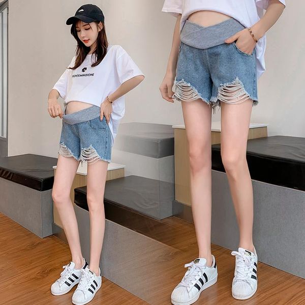 maternity bottoms 8384# jeans shorts summer personality cropped denim pants belly support elastic waist trousers, White
maternity bottoms 8384# jeans shorts summer personality cropped denim pants belly support elastic waist trousers, White