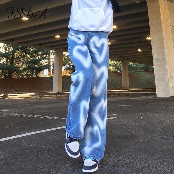 print heart y2k jeans pants women wide leg vintage autumn loose casual high waist fashion trousers aesthetic denim women's, Blue
print heart y2k jeans pants women wide leg vintage autumn loose casual high waist fashion trousers aesthetic denim women's, Blue