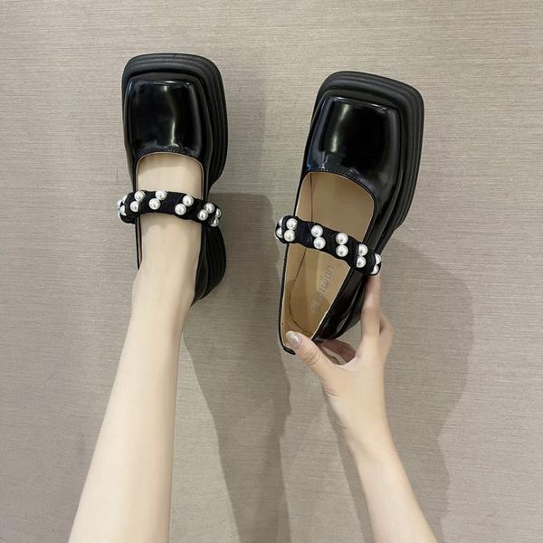 dress shoes 2021 retro square head pearl buckle thick-soled loafers small autumn and winter single platform stiletto heels, Black
dress shoes 2021 retro square head pearl buckle thick-soled loafers small autumn and winter single platform stiletto heels, Black