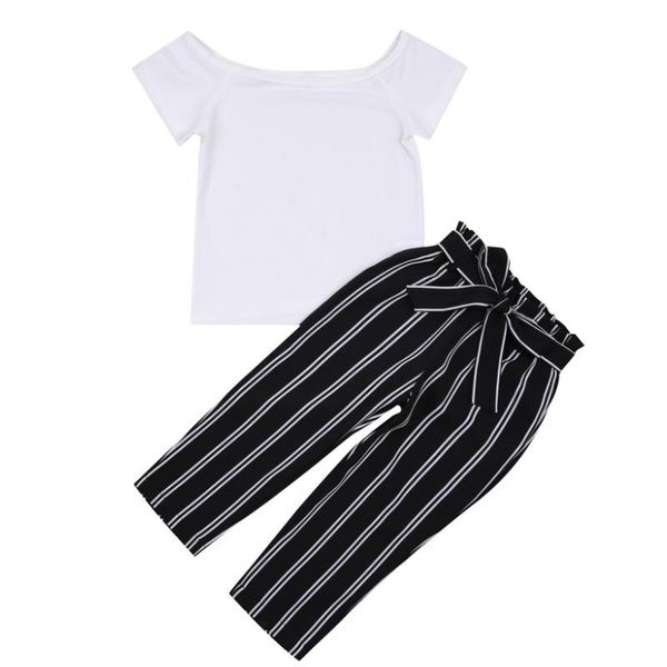 clothing sets infant girl\u2021s 2pcs short sleeve t-shirt striped casual waistband pants summer children streetwear clothes, White
clothing sets infant girl\u2021s 2pcs short sleeve t-shirt striped casual waistband pants summer children streetwear clothes, White