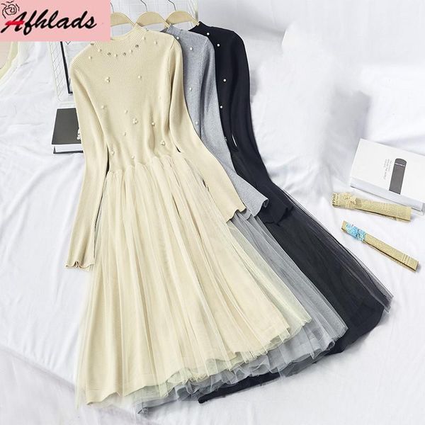 casual dresses ladies mesh stitching fake two-piece long sleeve knitted female autumn and winter beaded high waist party vestidos dress, Black;gray
casual dresses ladies mesh stitching fake two-piece long sleeve knitted female autumn and winter beaded high waist party vestidos dress, Black;gray