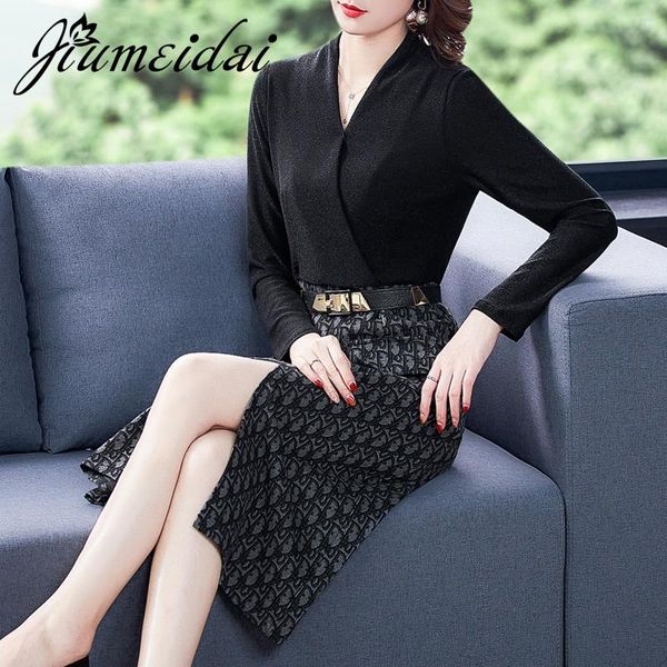 jiumeidai 2021 women spring autumn a-line dress office lady elegant patchwork long dresses female v-neck fashion party clothing casual, Black;gray
jiumeidai 2021 women spring autumn a-line dress office lady elegant patchwork long dresses female v-neck fashion party clothing casual, Black;gray