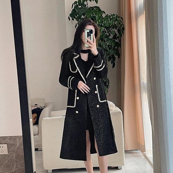 women's trench coats black winter coat lapel heavy industry stitching double-breasted long windbreaker jacket, Tan;black
women's trench coats black winter coat lapel heavy industry stitching double-breasted long windbreaker jacket, Tan;black