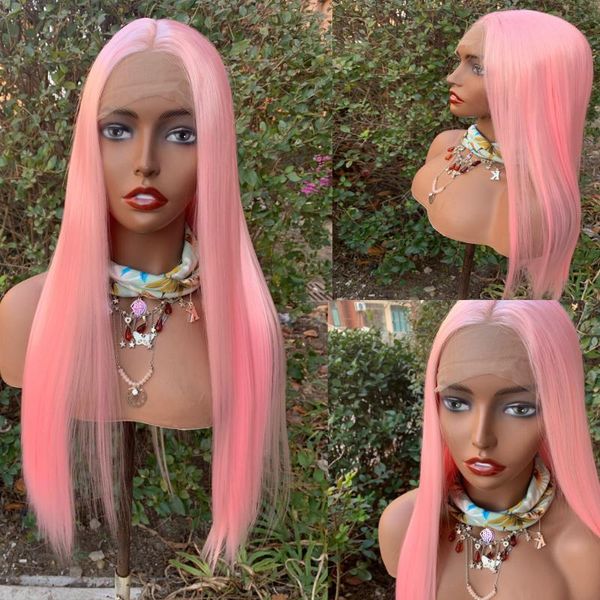 synthetic wigs light pink lace front middle part silky straight hair heat resistant fiber for women with baby, Black
synthetic wigs light pink lace front middle part silky straight hair heat resistant fiber for women with baby, Black