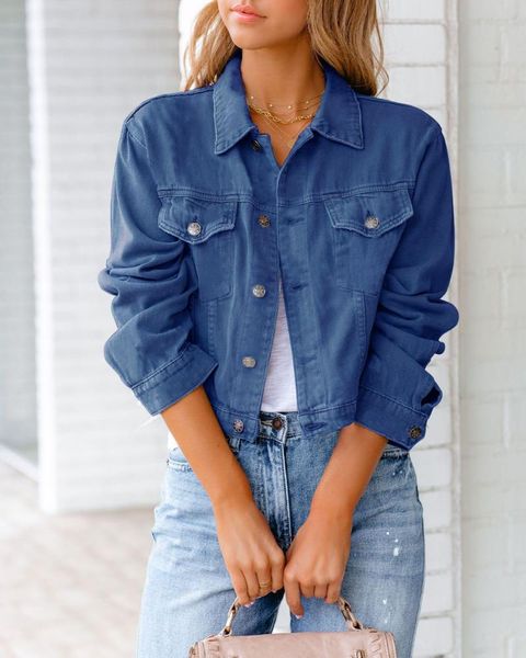 women's jackets 2021 autumn and winter denim jacket long-sleeved fashion jean women, Black;brown
women's jackets 2021 autumn and winter denim jacket long-sleeved fashion jean women, Black;brown