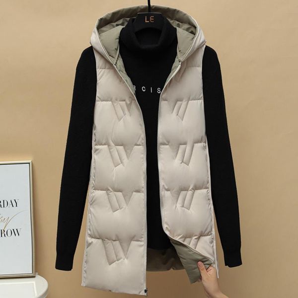 women's vests wear on both sides autumn winter vest women hooded long sleeveless jacket thicken cotton padded plus size waistcoat, Black;white
women's vests wear on both sides autumn winter vest women hooded long sleeveless jacket thicken cotton padded plus size waistcoat, Black;white