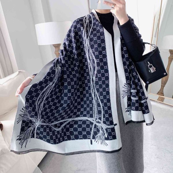 and new double-sided imitation cashmere scarf women's simple jacquard air conditioning shawl korean version versatile fashion, Blue;gray
and new double-sided imitation cashmere scarf women's simple jacquard air conditioning shawl korean version versatile fashion, Blue;gray