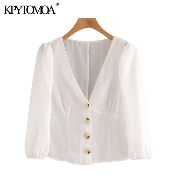 women fashion office wear button-up blouses vintage v neck half sleeve female shirts blusas chic 210420, White
women fashion office wear button-up blouses vintage v neck half sleeve female shirts blusas chic 210420, White