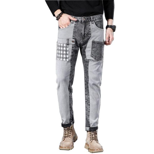 men's jeans mcikkny men vintage casual pants multi pockets stretch denim trousers for male slim fit patchwork, Blue
men's jeans mcikkny men vintage casual pants multi pockets stretch denim trousers for male slim fit patchwork, Blue