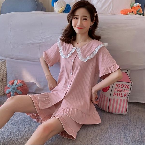 women's sleepwear cute cotton pajamas for women short sleeve shorts pijama set doll collar sweet girl's sleepwear casual student&#, Black;red
women's sleepwear cute cotton pajamas for women short sleeve shorts pijama set doll collar sweet girl's sleepwear casual student&#, Black;red