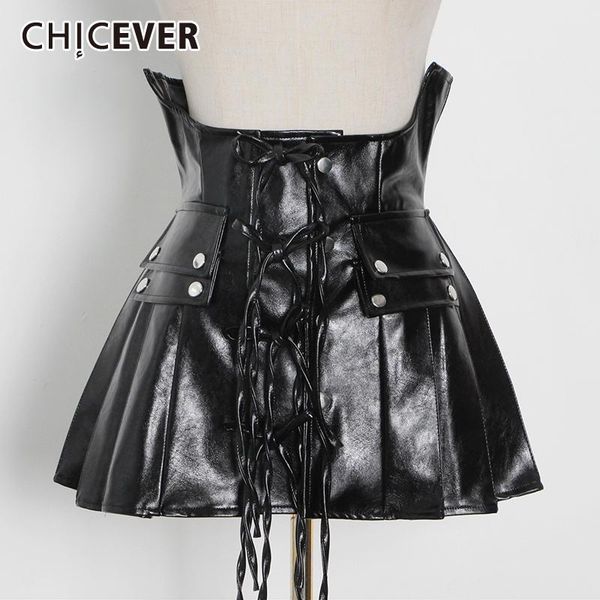 belts chicever patchwork pu leather belt for women high waist lace up cross bowknot designer streetwear female 2021 fashion tide, Black;brown
belts chicever patchwork pu leather belt for women high waist lace up cross bowknot designer streetwear female 2021 fashion tide, Black;brown