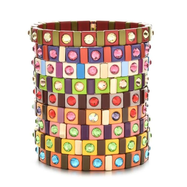 charm bracelets rainbow enamel fashion jewelry glass crystal women tennis tile bead bracelet for accessories stretch, Golden;silver
charm bracelets rainbow enamel fashion jewelry glass crystal women tennis tile bead bracelet for accessories stretch, Golden;silver