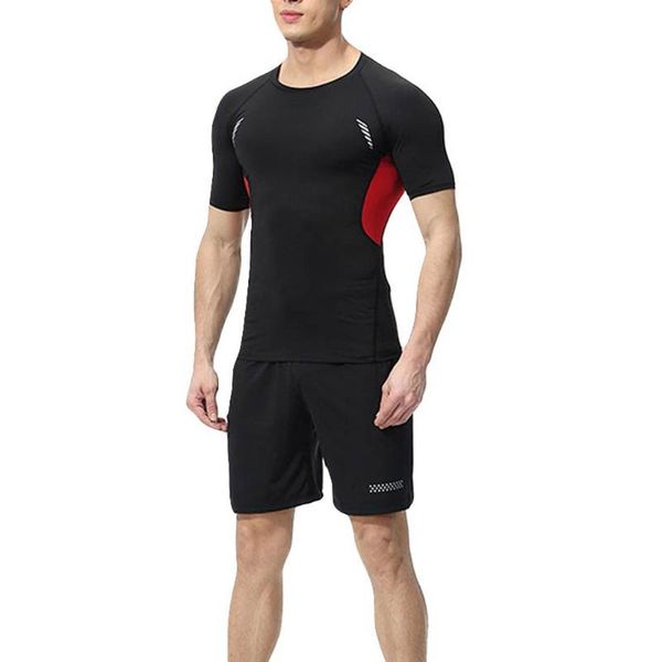 men's tracksuits ashion summer short sleeve sports suit elastic fitness t-shirt fast drying pants tight a0409, Gray
men's tracksuits ashion summer short sleeve sports suit elastic fitness t-shirt fast drying pants tight a0409, Gray