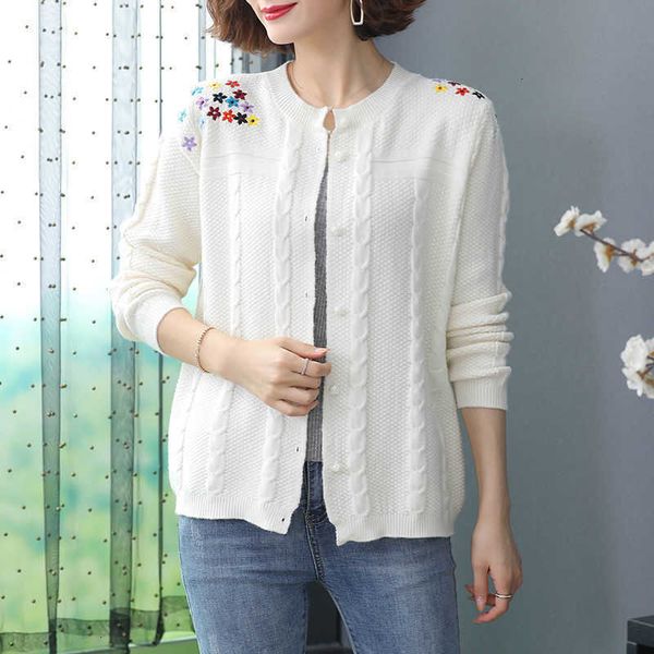 women's sweaters chic embroidery flowers cardigan women spring autumn streetwear korean knitted sweater jacket tbed, White;black
women's sweaters chic embroidery flowers cardigan women spring autumn streetwear korean knitted sweater jacket tbed, White;black