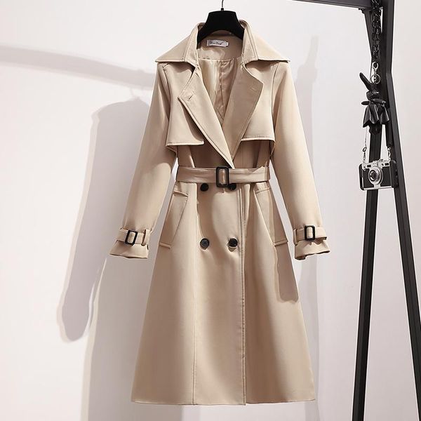 women's trench coats 2021 autumn winter elegant women tight waist casual solid office lady overcoat long sleeve windbreaker female, Tan;black
women's trench coats 2021 autumn winter elegant women tight waist casual solid office lady overcoat long sleeve windbreaker female, Tan;black
