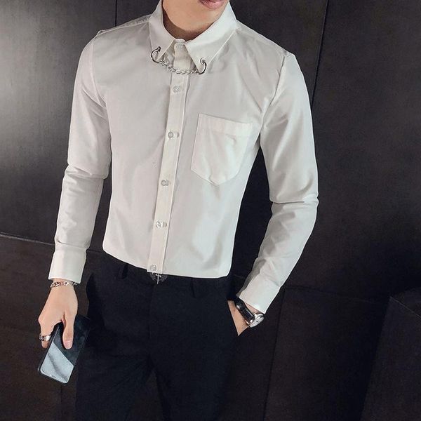 men's casual shirts 2021 autumn men flower shirt luxury leisure camisa hombre streetwear personality metal chain dress simple, White;black
men's casual shirts 2021 autumn men flower shirt luxury leisure camisa hombre streetwear personality metal chain dress simple, White;black