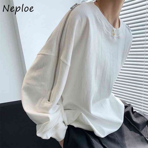 shoulder strapless zip loose korean hoody autumn long sleeve sweatshirt o-neck solid color hoodies women 210422, Black
shoulder strapless zip loose korean hoody autumn long sleeve sweatshirt o-neck solid color hoodies women 210422, Black