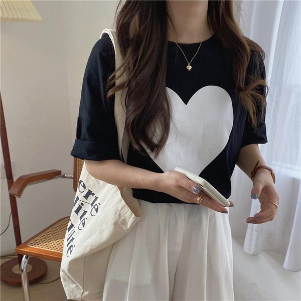 women's t-shirt summer loose hedging sweet and cool love printed short-sleeved all-match casual college style jacket women, White
women's t-shirt summer loose hedging sweet and cool love printed short-sleeved all-match casual college style jacket women, White