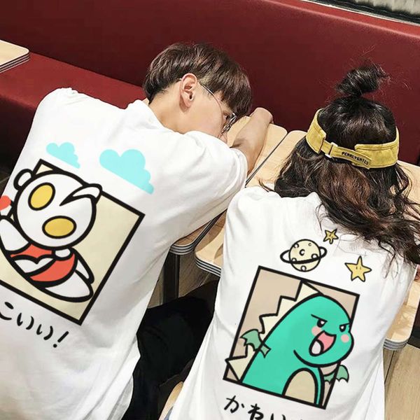 couple's summer 2021 design sense ins net red short sleeve t-shirt female loose student class clothes, White;black
couple's summer 2021 design sense ins net red short sleeve t-shirt female loose student class clothes, White;black