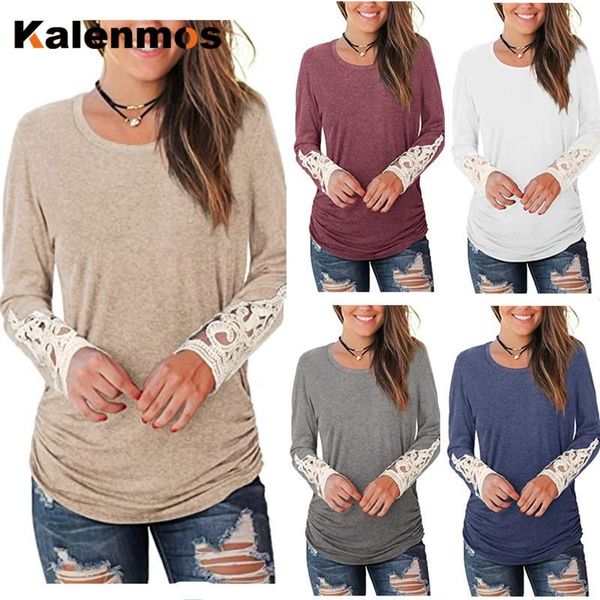 women's t-shirt kalenmos round neck fashion goth long-sleeved woman tshirts pleated lace stitching oversized casual women, White
women's t-shirt kalenmos round neck fashion goth long-sleeved woman tshirts pleated lace stitching oversized casual women, White