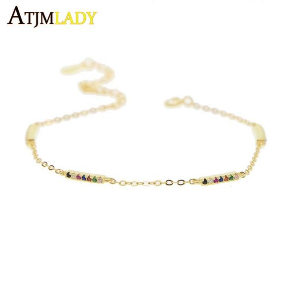 charm bracelets christmas gift 925sterling silver link chain bracelet colorful cz bar charms for girl delicate rainbow tiny jewelry, Golden;silver
charm bracelets christmas gift 925sterling silver link chain bracelet colorful cz bar charms for girl delicate rainbow tiny jewelry, Golden;silver