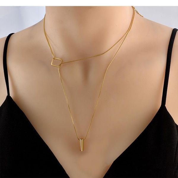 chains european and american style titanium steel temperament multi-layer clavicle chain female, square adjustable, Silver
chains european and american style titanium steel temperament multi-layer clavicle chain female, square adjustable, Silver
