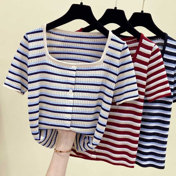 women knitted sweater pullover crop summer short sleeve square neck buttons front vintage chevron sweaters plus size 210604, White
women knitted sweater pullover crop summer short sleeve square neck buttons front vintage chevron sweaters plus size 210604, White