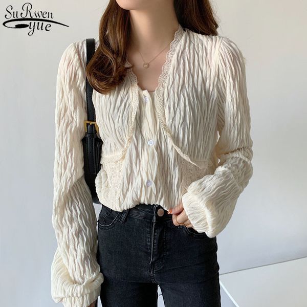 v-neck sweet lace stitching chic pleated solid color blouse women elegant button up long sleeve ladies shirt blusas 12641 210417, White
v-neck sweet lace stitching chic pleated solid color blouse women elegant button up long sleeve ladies shirt blusas 12641 210417, White