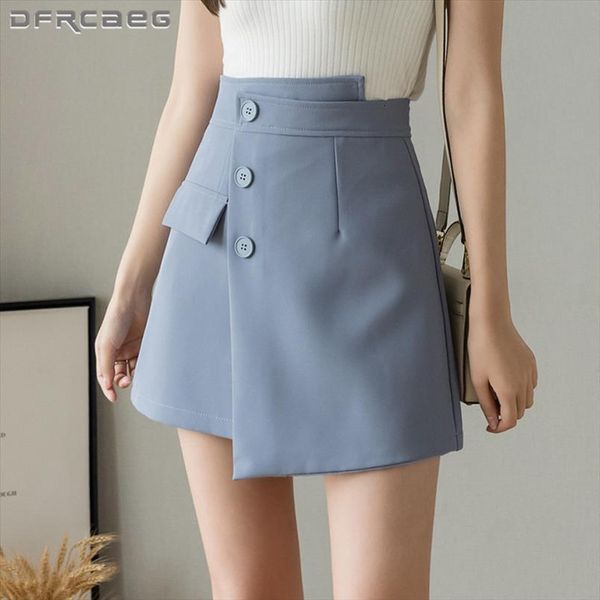 summer asymmetric mini with womens skirt button waist casual work wear short skirts female light blue, Black
summer asymmetric mini with womens skirt button waist casual work wear short skirts female light blue, Black