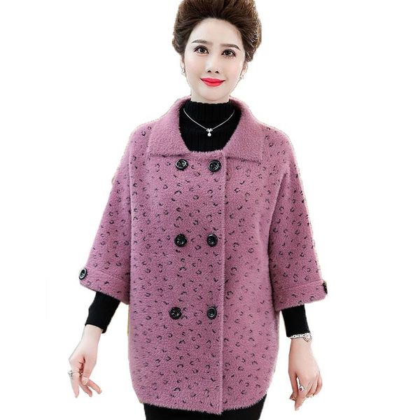 women's wool & blends 2021 faux mink coat fashion trench mid-long lapel double-breasted leopard middle-aged mother outerwear, Black
women's wool & blends 2021 faux mink coat fashion trench mid-long lapel double-breasted leopard middle-aged mother outerwear, Black