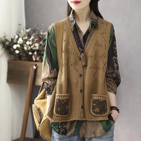 women's knits & tees retro hollow korean knitted vest female spring and summer fashion style all-match single-breasted cardigan western, White
women's knits & tees retro hollow korean knitted vest female spring and summer fashion style all-match single-breasted cardigan western, White