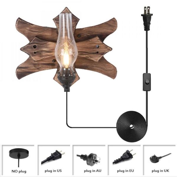 wall lamp retro light fixtures glass kerosene decorated with brown wooden crosses vintage black plug in sconce
wall lamp retro light fixtures glass kerosene decorated with brown wooden crosses vintage black plug in sconce