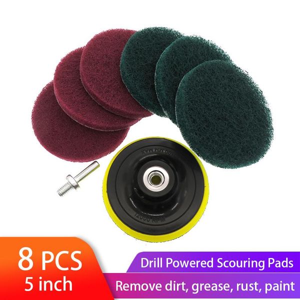 hand & power tool accessories 8pcs 5 inch drill scrubber scouring pads cleaning kit household cleaner tools dusty brush with hook and loop s 
hand & power tool accessories 8pcs 5 inch drill scrubber scouring pads cleaning kit household cleaner tools dusty brush with hook and loop s