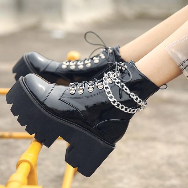 boots gigifox brand cool patent leather gothic black women chains chunky heel platform female punk style ankle
boots gigifox brand cool patent leather gothic black women chains chunky heel platform female punk style ankle