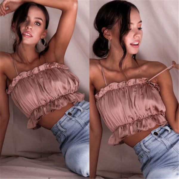 women's tanks & camis women casual tank vest sling ladies sleeveless summer solid ruffle folds crop cami female clothing outwear, White
women's tanks & camis women casual tank vest sling ladies sleeveless summer solid ruffle folds crop cami female clothing outwear, White
