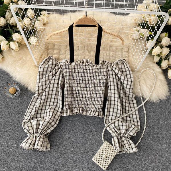 women's blouses & shirts 2021 summer blouse female square collar puff sleeve blusa hanging neck hollow slim shirt df066, White
women's blouses & shirts 2021 summer blouse female square collar puff sleeve blusa hanging neck hollow slim shirt df066, White