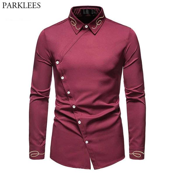 wine red embroidery mens dress shirts 2021 stylish irregular button long sleeve shirt men wedding party male chemise 2xl men's casual, White;black
wine red embroidery mens dress shirts 2021 stylish irregular button long sleeve shirt men wedding party male chemise 2xl men's casual, White;black