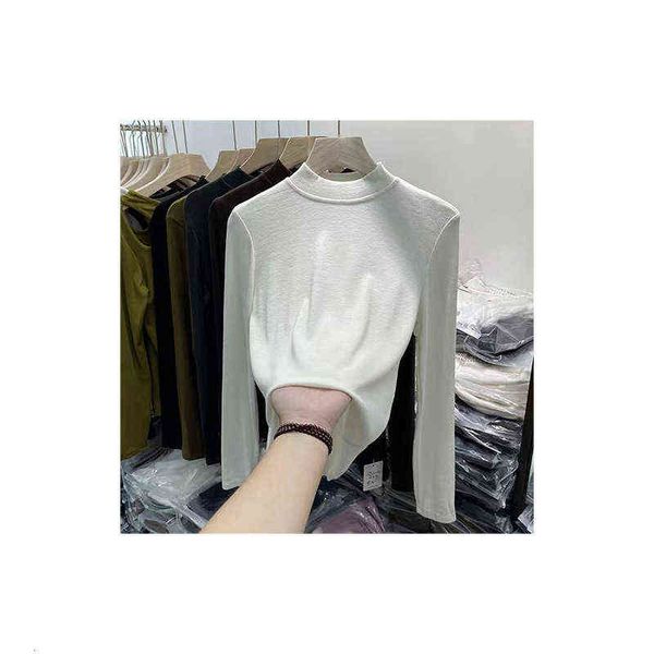 women's sweaters good cotton solid color semi high neck long sleeve t-shirt rilience slim fit foundation versatile bottomed shirt women, White;black
women's sweaters good cotton solid color semi high neck long sleeve t-shirt rilience slim fit foundation versatile bottomed shirt women, White;black