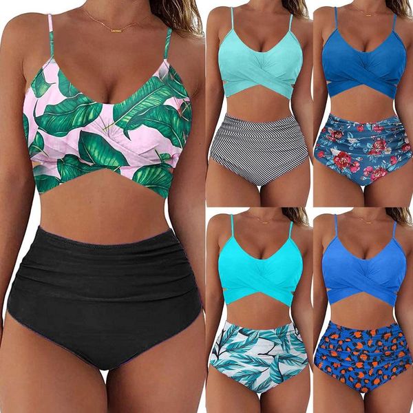 women's swimwear summer women floral bikini set high waist swimsuit crop push up plus size tankini halter bathing suit biquini, White;black
women's swimwear summer women floral bikini set high waist swimsuit crop push up plus size tankini halter bathing suit biquini, White;black