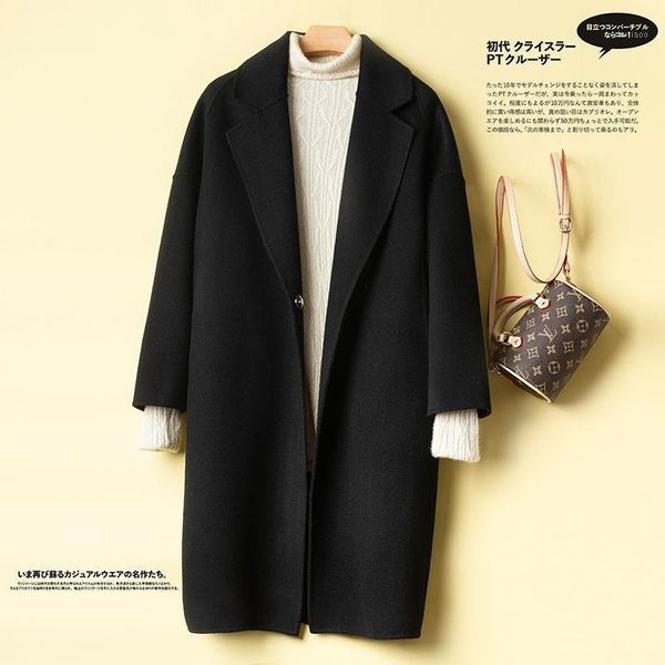 women's wool & blends 2021 korean fashion autumn winter women overcoat ladies long sleeve thick warm coats casual loose jacket w878, Black
women's wool & blends 2021 korean fashion autumn winter women overcoat ladies long sleeve thick warm coats casual loose jacket w878, Black