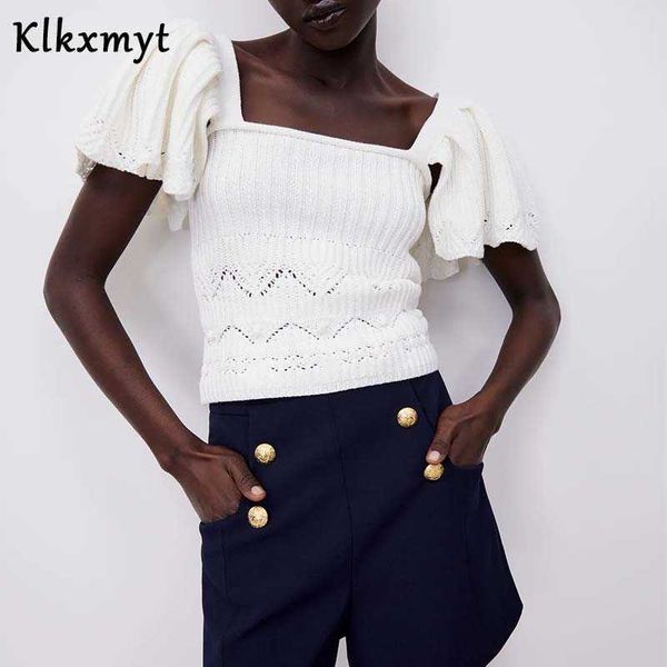 klkxmyt za sweater women fashion ruffled knitting sweaters woman vintage short sleeve square collar female pullover 210527, White;black
klkxmyt za sweater women fashion ruffled knitting sweaters woman vintage short sleeve square collar female pullover 210527, White;black