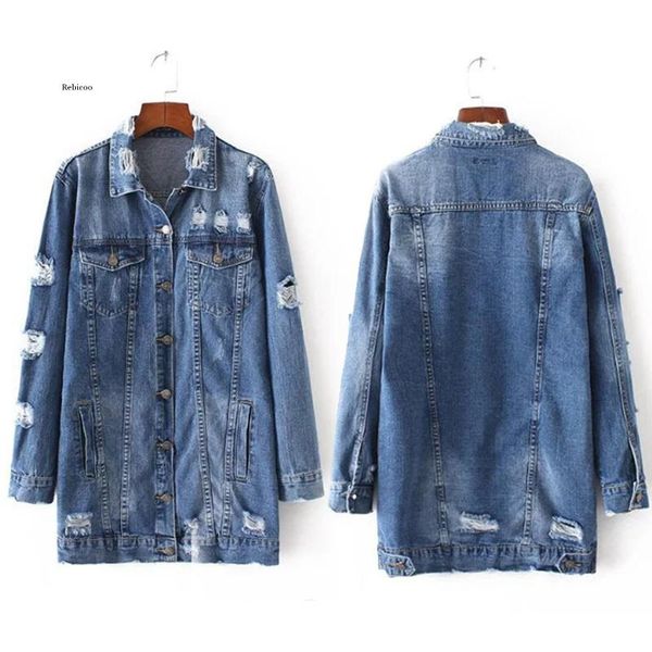 women denim jackets hole boyfriend style long sleeve vintage jean jacket loose spring autumn coat women's, Black;brown
women denim jackets hole boyfriend style long sleeve vintage jean jacket loose spring autumn coat women's, Black;brown