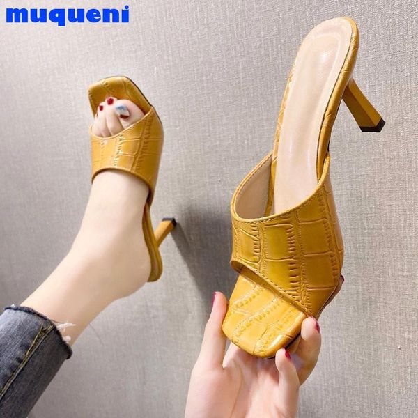 slippers 2021 summer square toe women fashion mules elegant female high heels outside slides sandals size 34-44, Black
slippers 2021 summer square toe women fashion mules elegant female high heels outside slides sandals size 34-44, Black